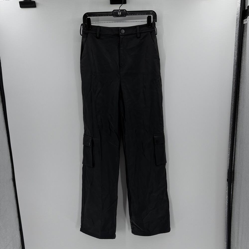 Lovers and Friends Women's Faux Leather Straight Leg Cargo Pants - Black - Small